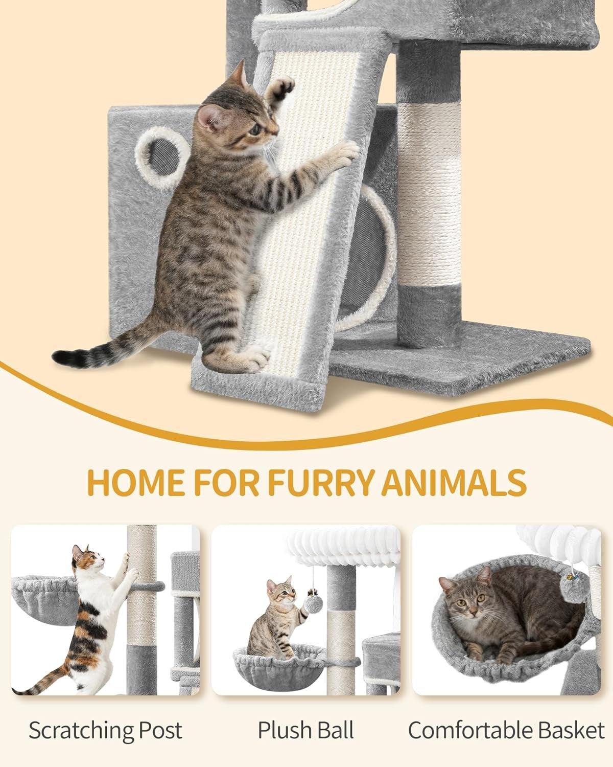 Cat Tree Tower Indoor 98cm Multi Level Scratching Post Condo Climbing Centre