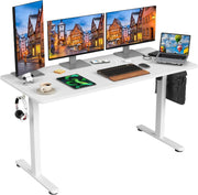 Electric Standing Desk 140x60cm Adjustable Sit Stand Home Office Table White