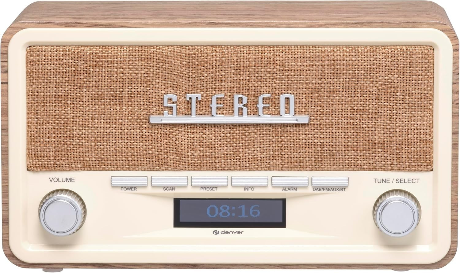 Vintage DAB/DAB+ FM Radio with Bluetooth, Clock & AUX – Wood Cabinet