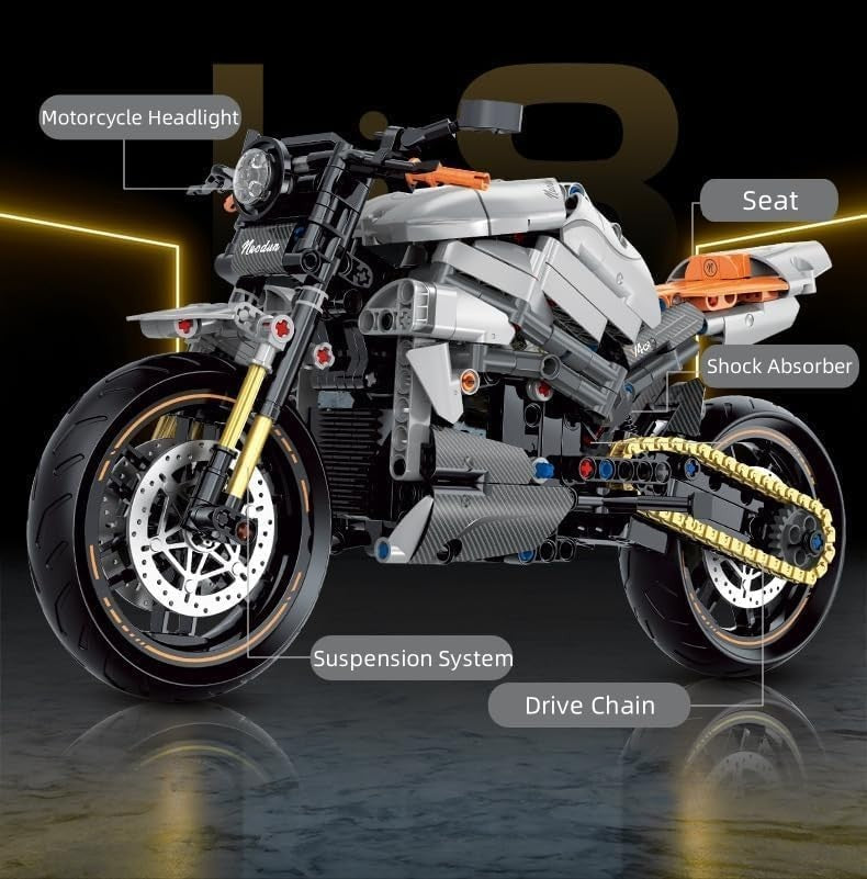 642PCS Technic Motorcycle Building Kit | Realistic Design | Fun for Adults & Kid