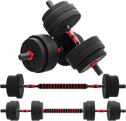 25kg Adjustable Dumbbell Barbell Set 2-in-1 Home Gym Free Weights