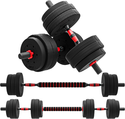 25kg Adjustable Dumbbell Barbell Set 2-in-1 Home Gym Free Weights