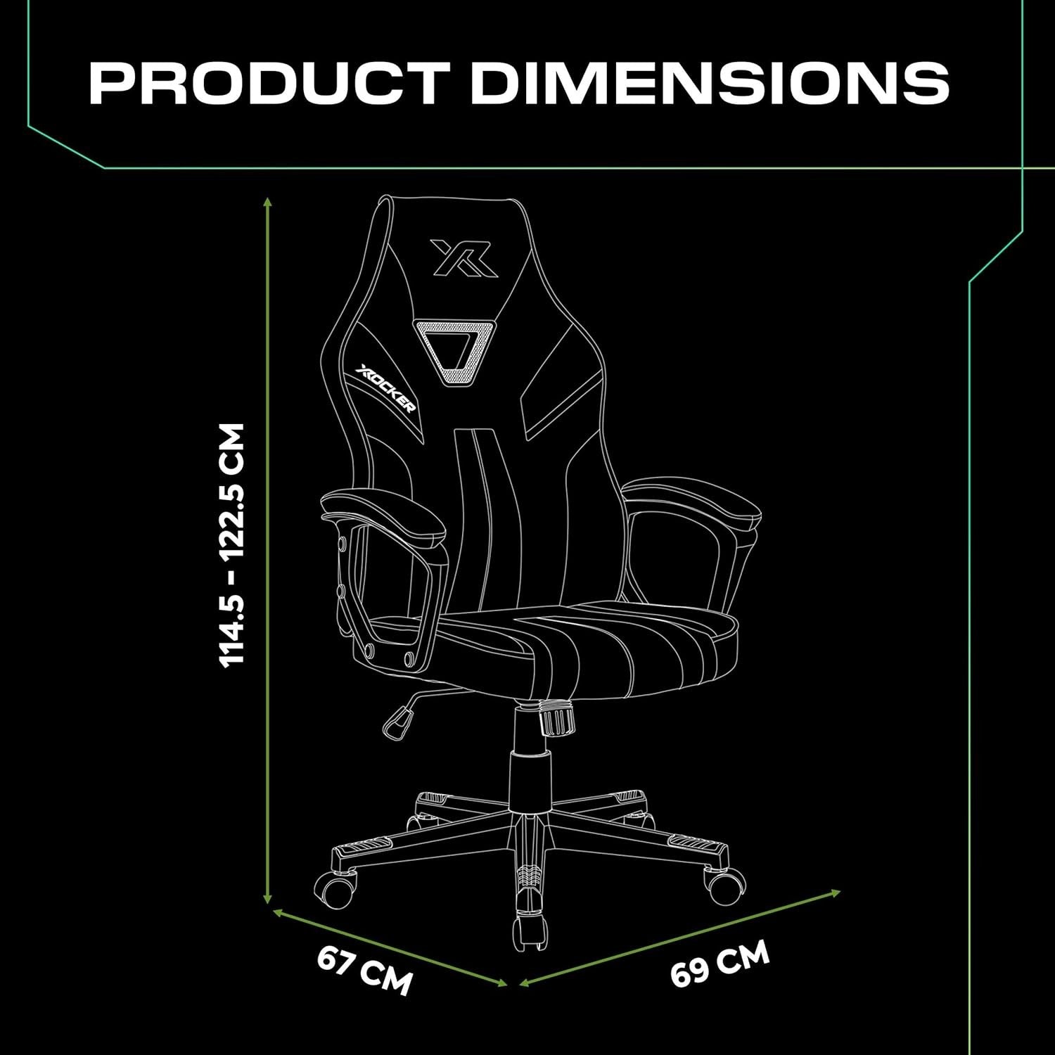 Ergonomic Gaming Chair High Back Wide Seat Green