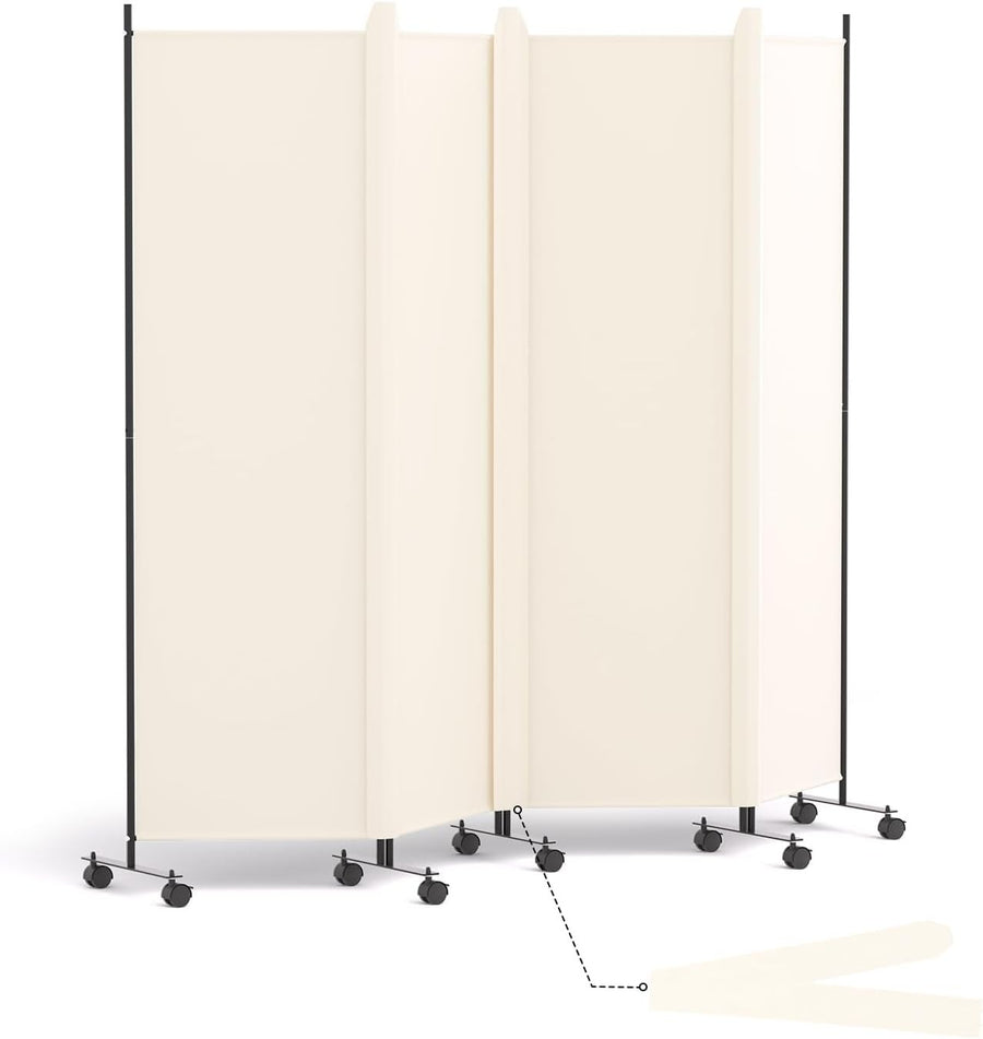 4 Panel Folding Room Divider Freestanding Privacy Screen with Lockable Wheels
