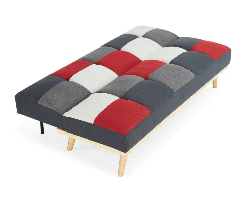 Patchwork 3 Seater Clic Clac Sofabed Red Grey Charcoal Guest Bed Sofa