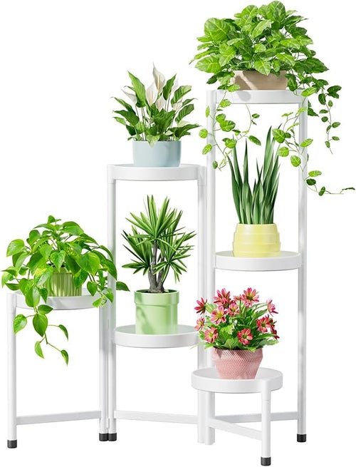 6 Tier Tall White Metal Plant Stand Indoor Outdoor Corner Flower Shelf