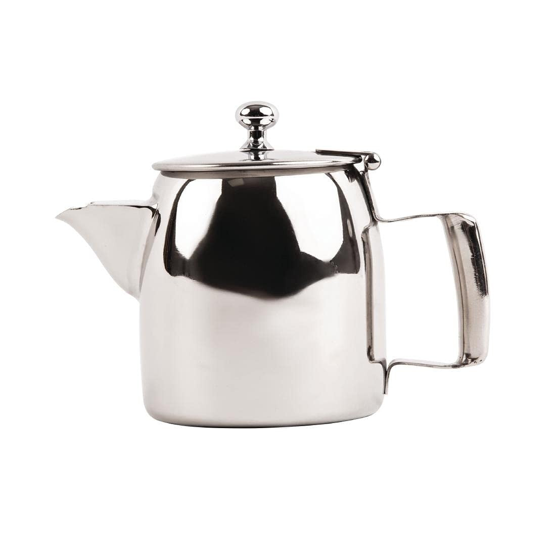 Stainless Steel Teapot 340ml Mirror Finish Tea Pot Hinged Lid Silver