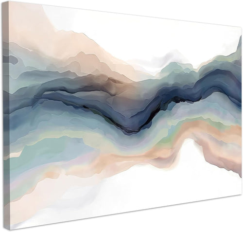 Colorful Abstract Wall Art Canvas Framed Modern Watercolor Wave Print 59x39cm