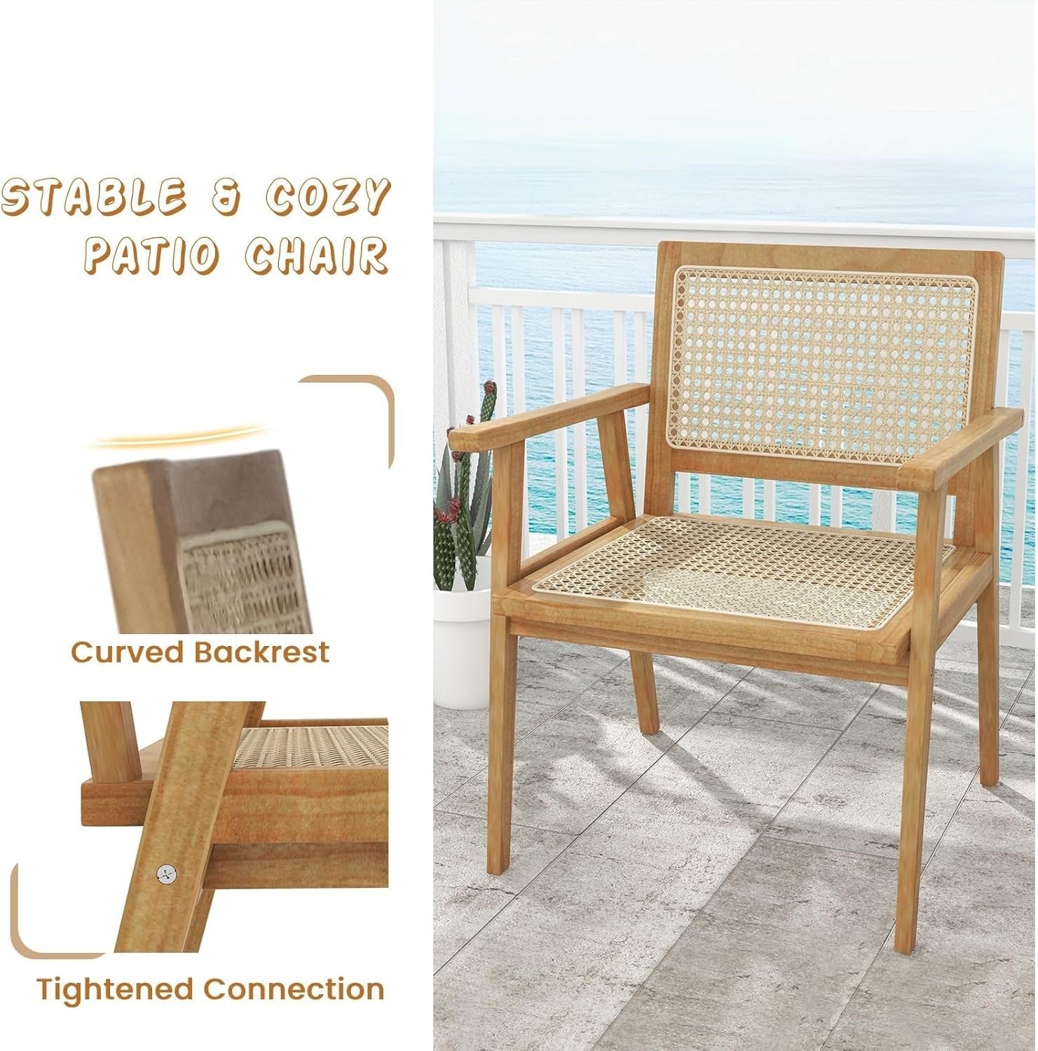 3 Piece Teak Wood Bistro Set Folding Table Rattan Chairs Patio Balcony