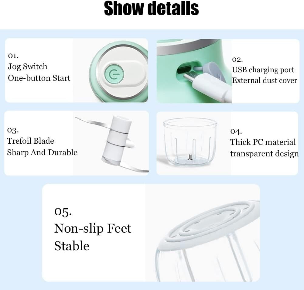 Portable USB Electric Ice Crusher & Food Chopper | Slush Snow Cone Maker