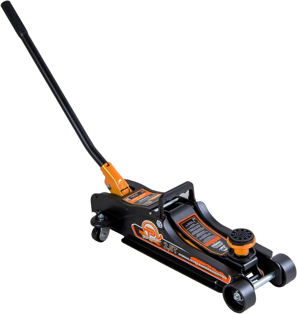2.5 Ton Low Profile Trolley Jack 80–360mm w/ Case, SUV Adapter & Rubber Pads