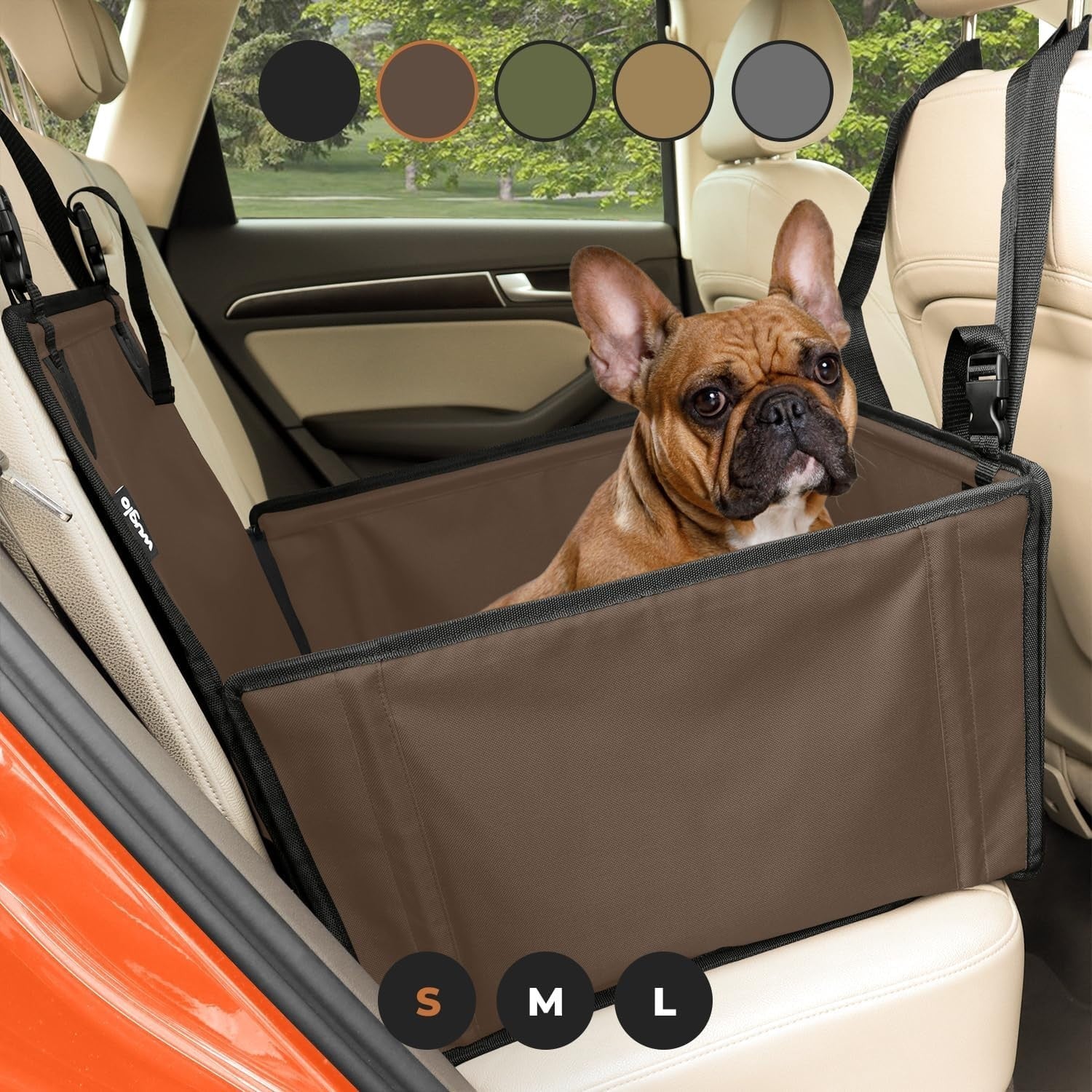 Waterproof Dog Booster Car Seat Rear Seat Travel Bed Safety Belt