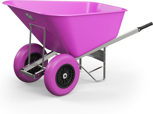 200L Twin Wheel Wheelbarrow – Pink Heavy Duty Plastic Tub w/ Steel Frame 150kg