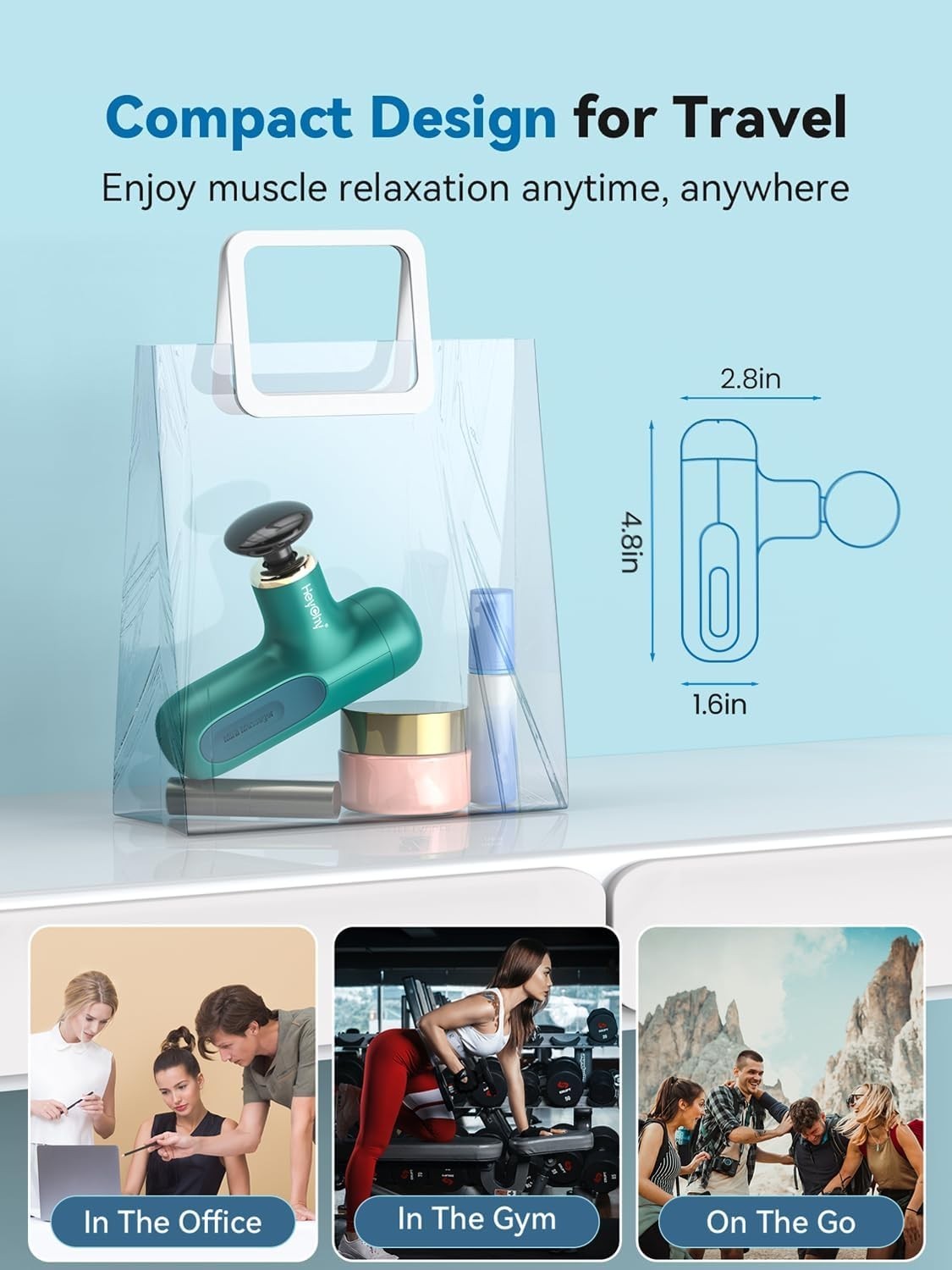 Mini Deep Tissue Massage Gun Portable Muscle Massager Travel Pain Relief
