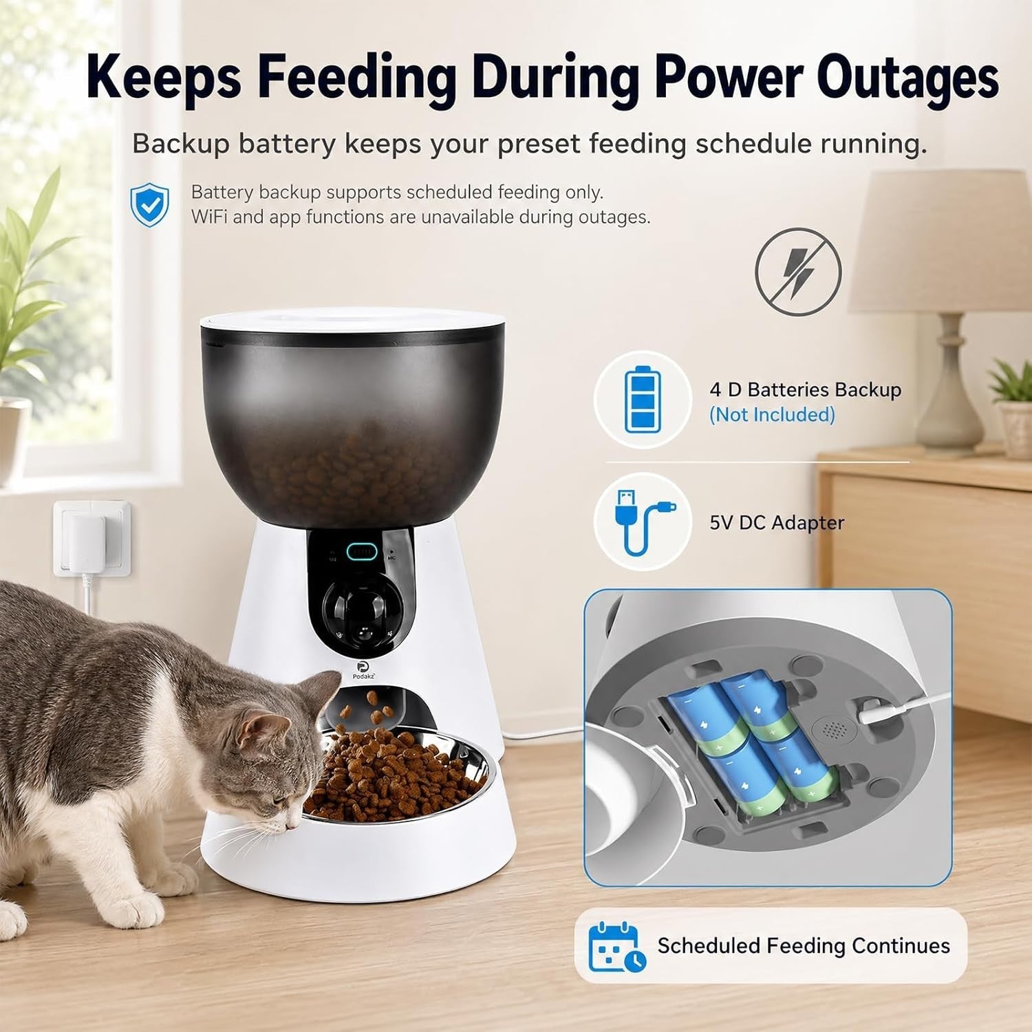 Smart Pet Feeder Camera WiFi App Control 1080P HD 4L Auto Feeder