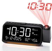 Projection Alarm Clock Ceiling Large Display Dual Alarm Temp Humidity