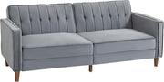Dark Gray Velvet 3 Seater Sofa Bed Click Clack Recliner Couch Guest Sleeper