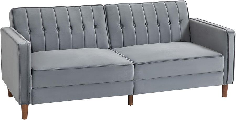 Dark Gray Velvet 3 Seater Sofa Bed Click Clack Recliner Couch Guest Sleeper