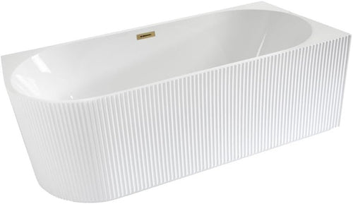White Right Hand Fluted Corner Bath 1700x800mm Brass Overflow