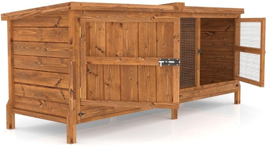 6ft Large Rabbit Hutch Outdoor Wooden Single Tier Secure Pet Cage