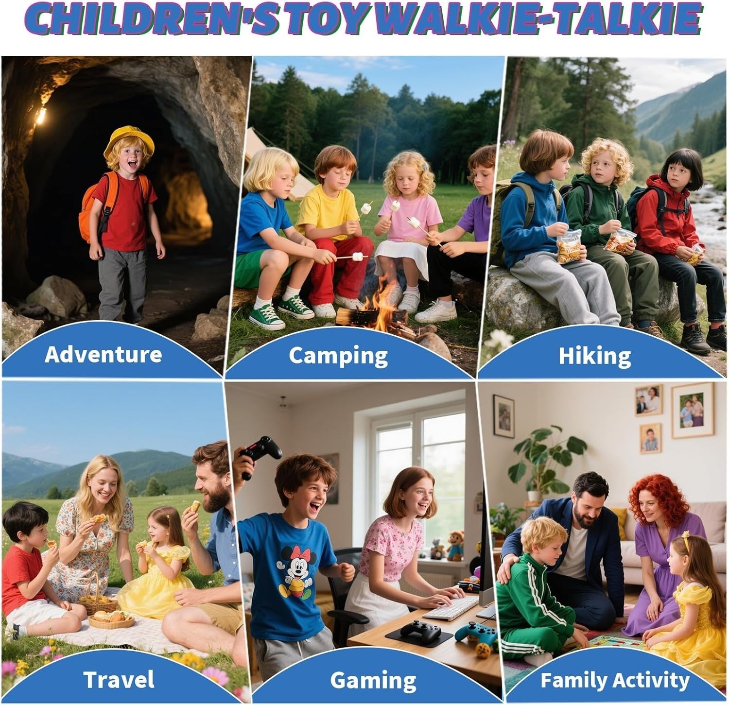 Kids Walkie Talkies Rechargeable 3 Pack 8 Channel VOX Long Range Camo