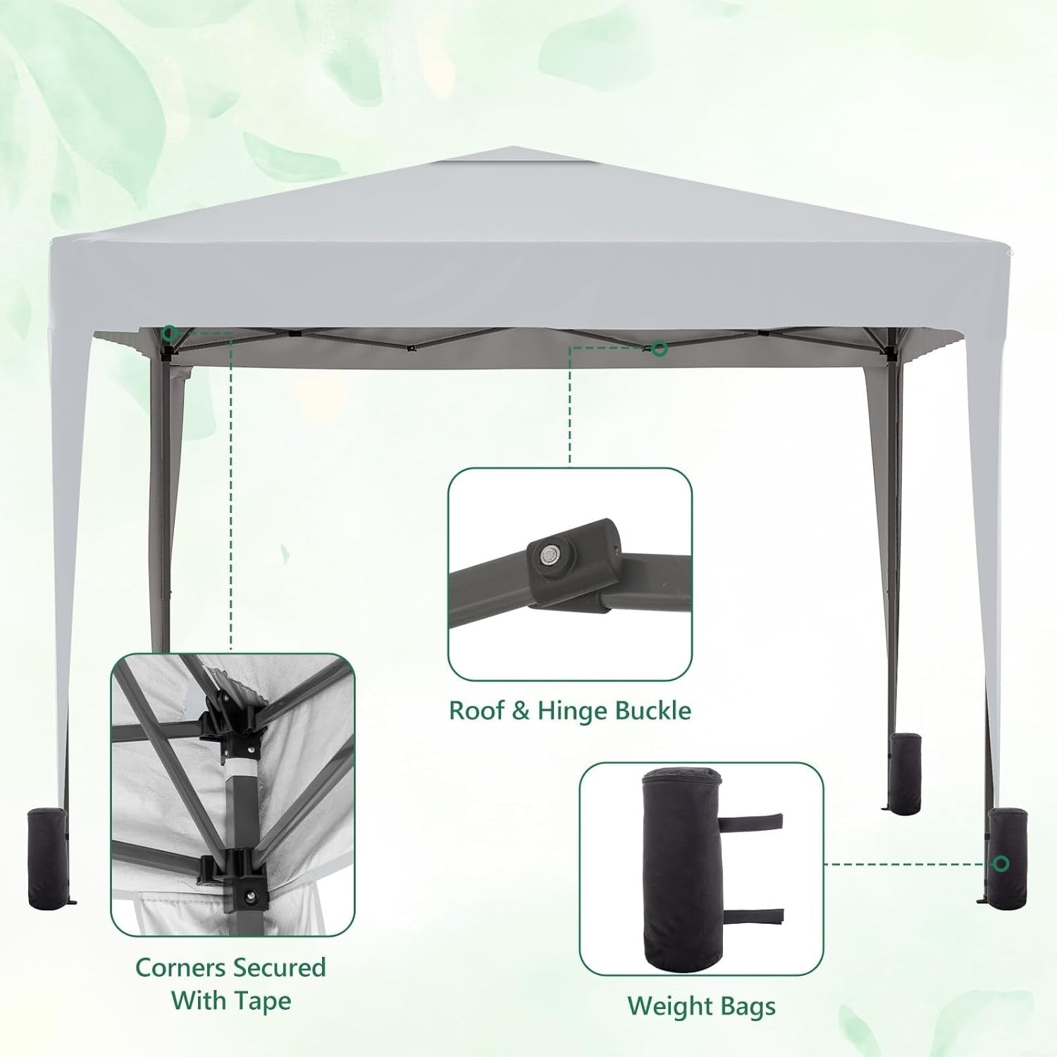 3x3M Pop Up Gazebo With Sides Garden Party Tent Steel Frame & Weight