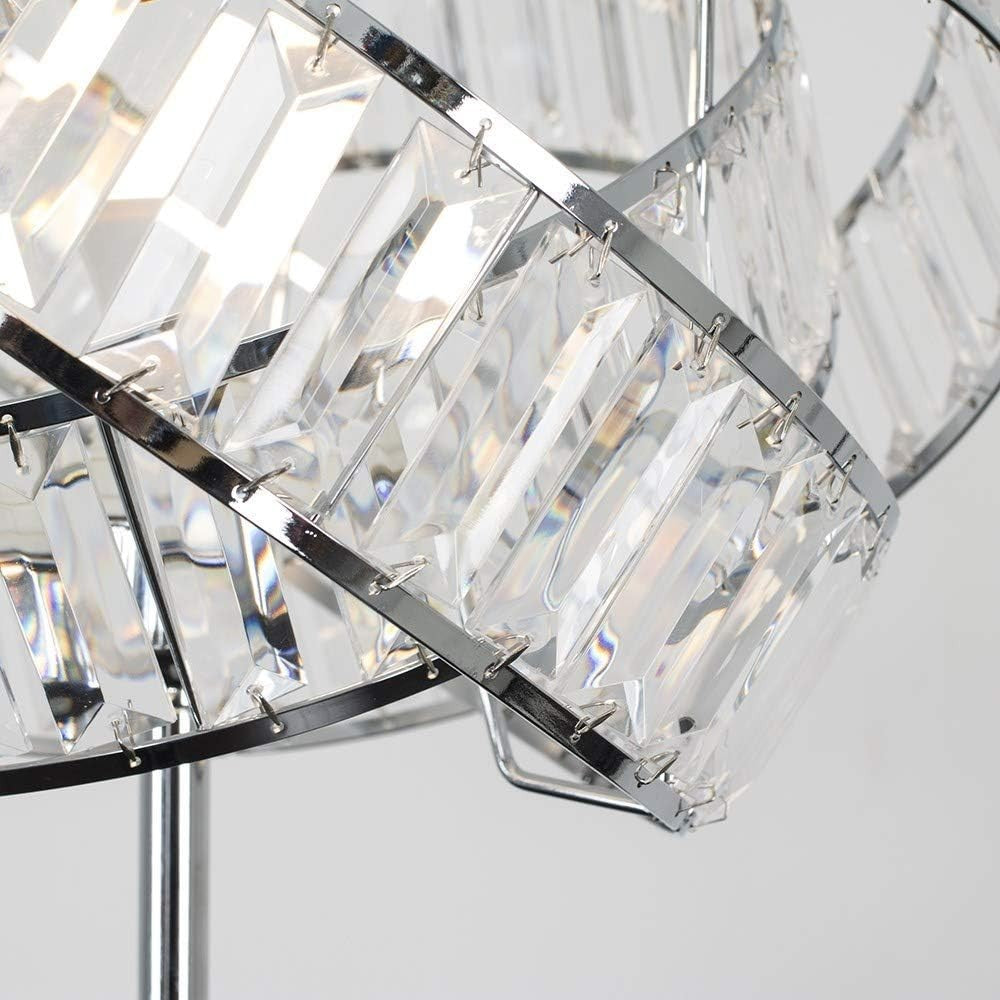 Modern Chrome Floor Lamp with Clear Acrylic Jewel Rings & Foot Switch