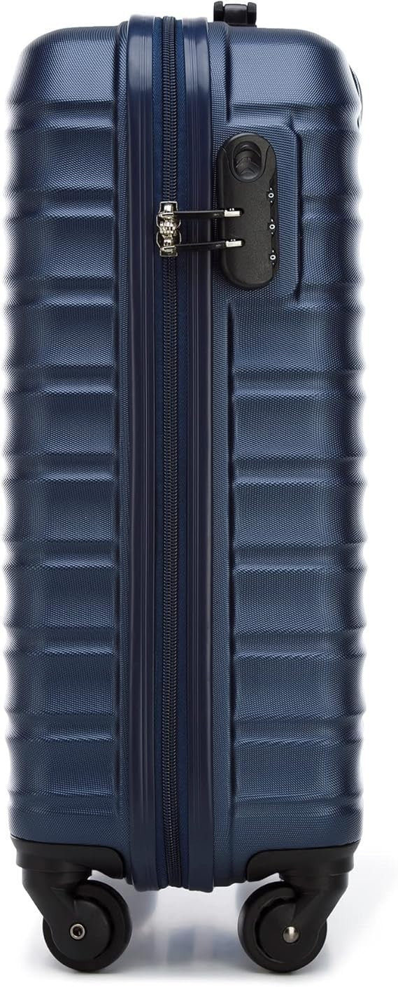 Cabin Suitcase Carry On 4 Wheel Spinner Lightweight Lock 34L Dark Blue