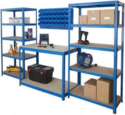 Garage Shelving Set Workbench Heavy Duty Storage Kit 265kg/300kg Loads Bins
