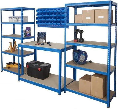 Garage Shelving Set Workbench Heavy Duty Storage Kit 265kg/300kg Loads Bins