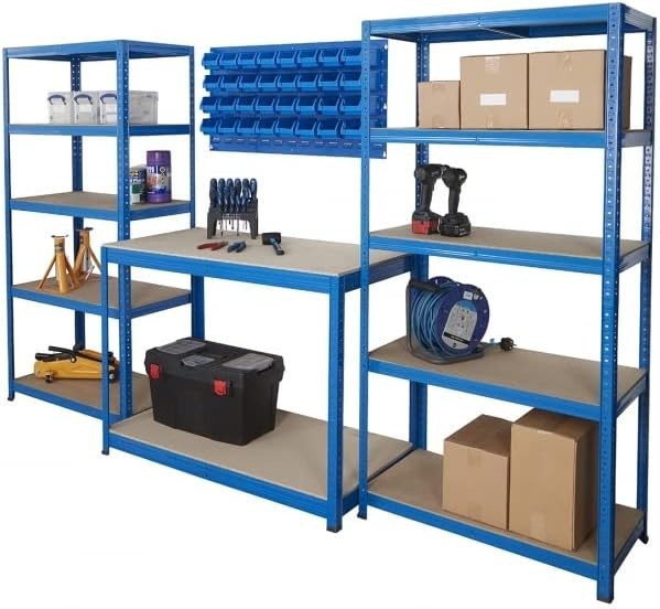 Garage Shelving Set Workbench Heavy Duty Storage Kit 265kg/300kg Loads Bins