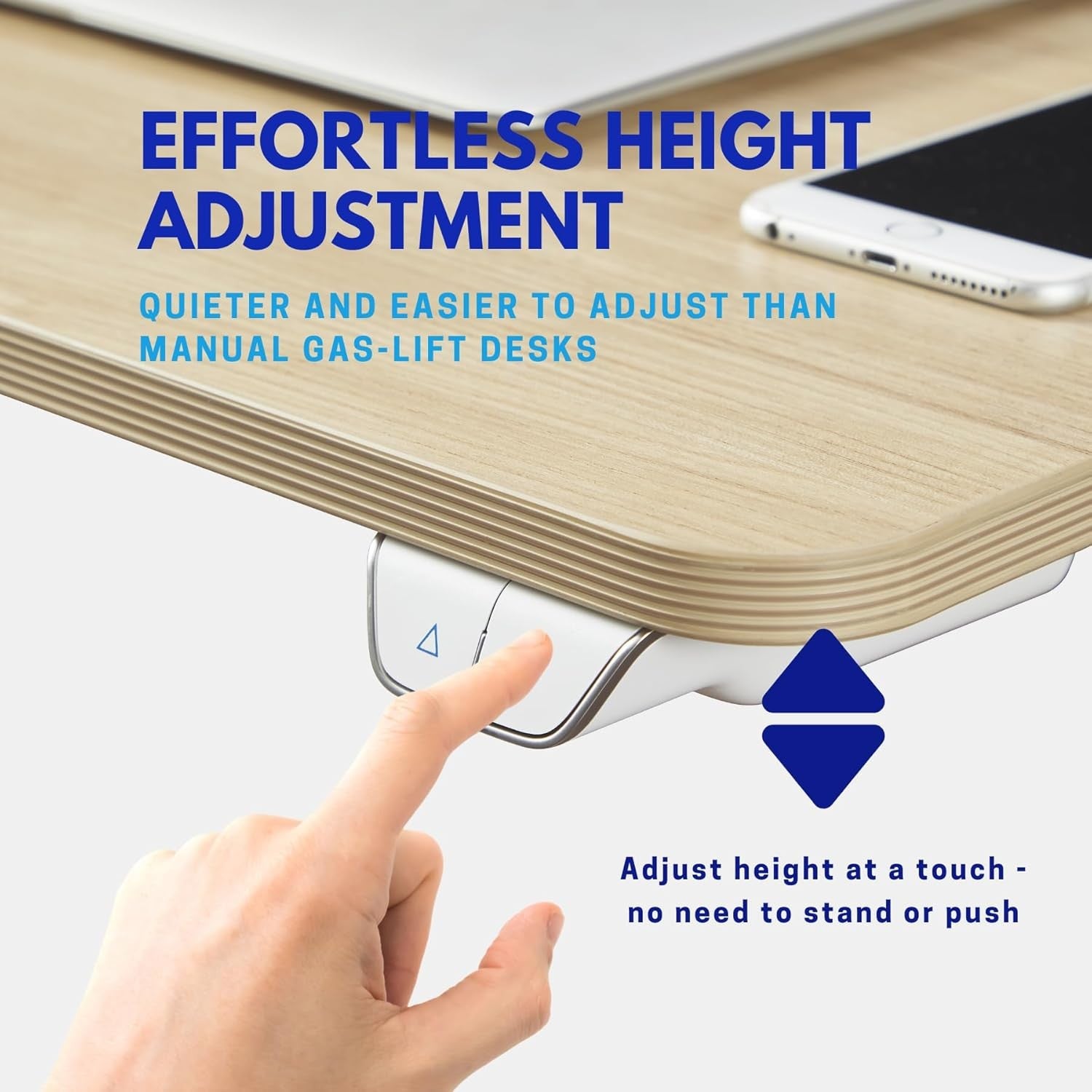 Electric Standing Desk on Wheels Height Adjustable Overbed Laptop Table Oak