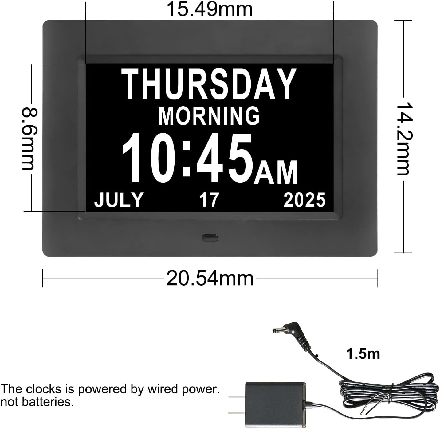 Large Dementia Clock Display Day Date Time Digital Auto Dim Elderly