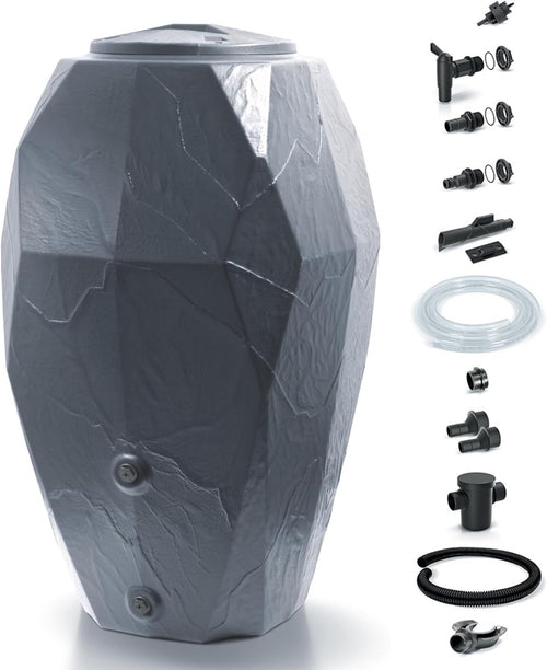 310L Canyon Textured Water Butt with Connection Kit, Grey, Garden Storage