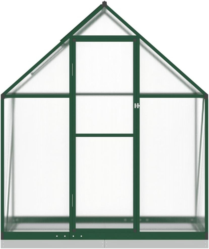 Aluminium Walk-In Greenhouse 169x58x202cm Green Polycarbonate with Base