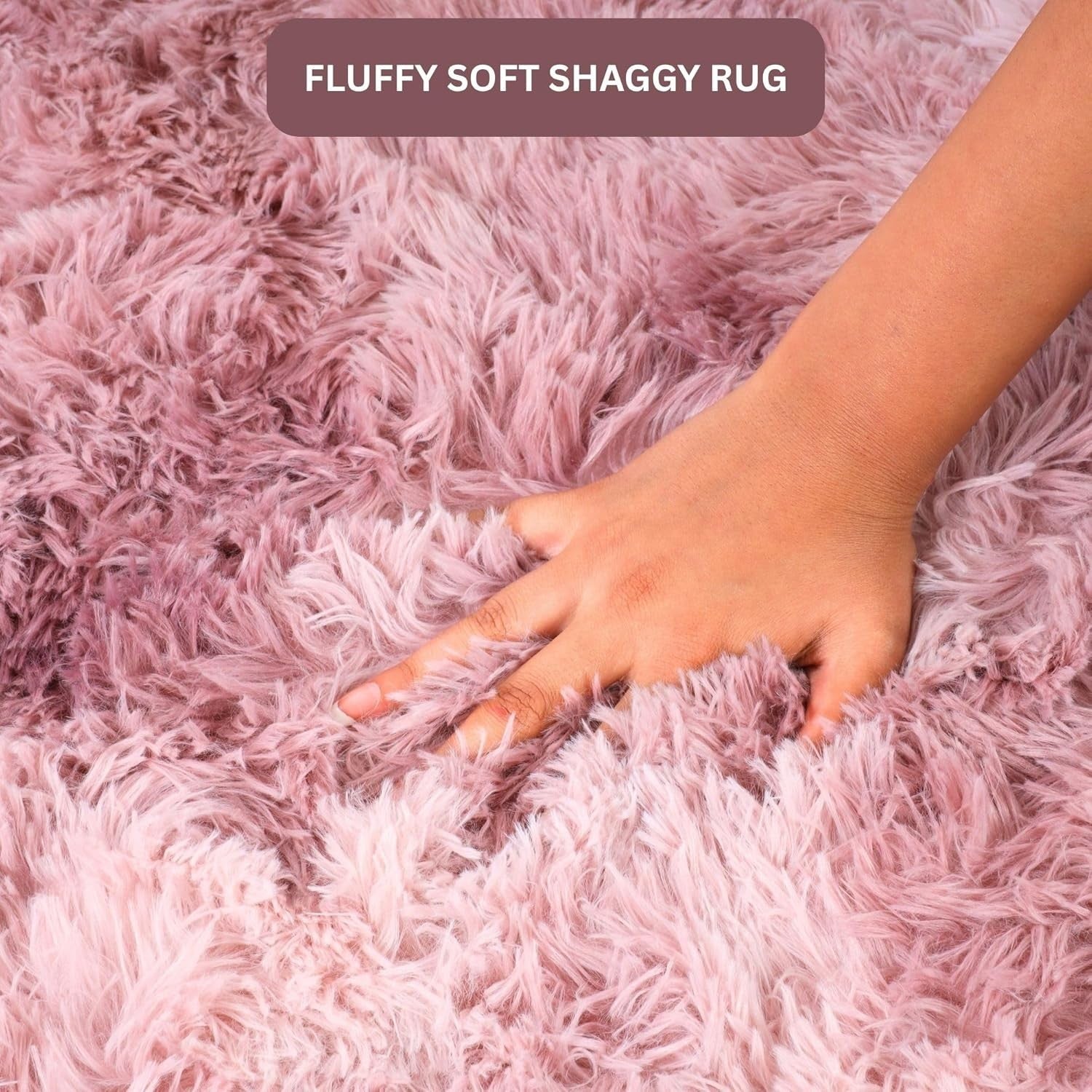 Large Pink Shaggy Rug 200x290cm Soft Fluffy Non Slip Tie Dye Lilac Carpet