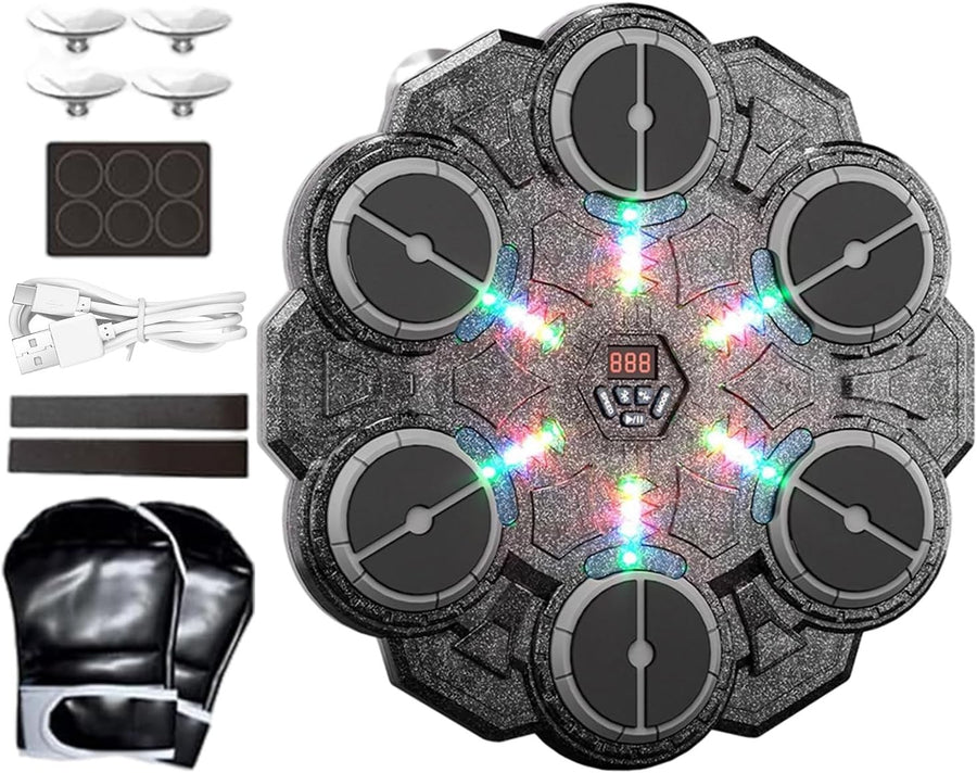 Music Boxing Machine LED Wall Mount Punch Trainer 9 Speed Home Gym Workout