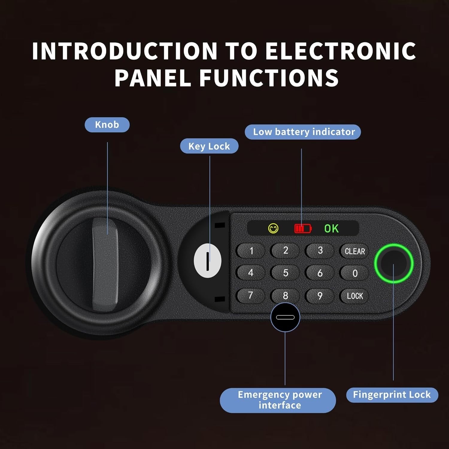 50L Biometric Fingerprint Safe Digital Keypad Cash Document Security