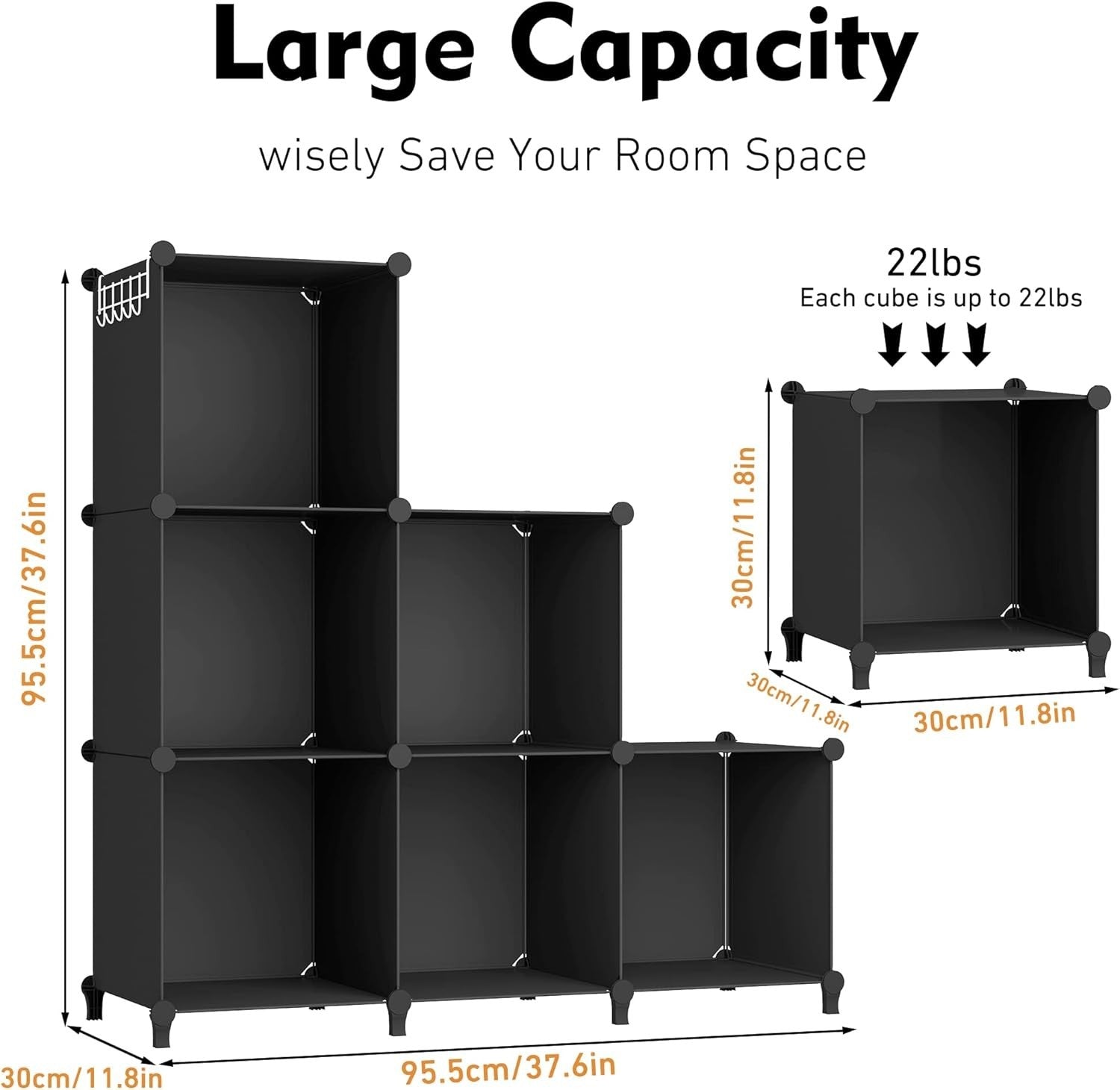 6-Cube Storage Bookshelf Unit – Modular Shelves for Toys, Clothes, Books