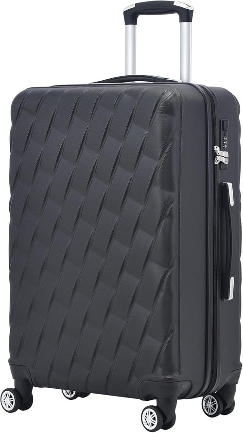 20 Inch Cabin Hard Shell Carry On Suitcase 4 Spinner Wheels Lock Black