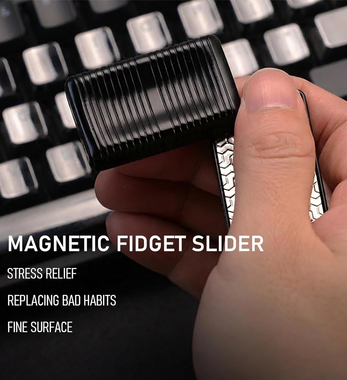4pc Metal Fidget Set Magnetic Slider Spinner Chain Stress EDC