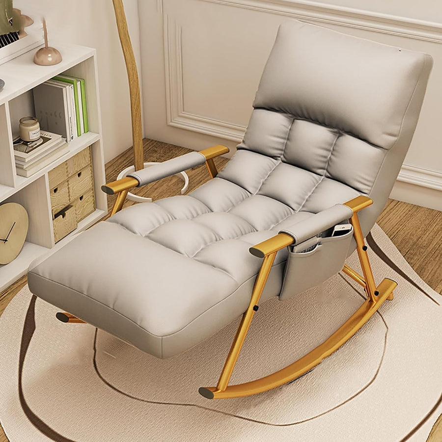 Reclining Rocking Chair for Adults – Comfy Padded Lounge Armchair Grey
