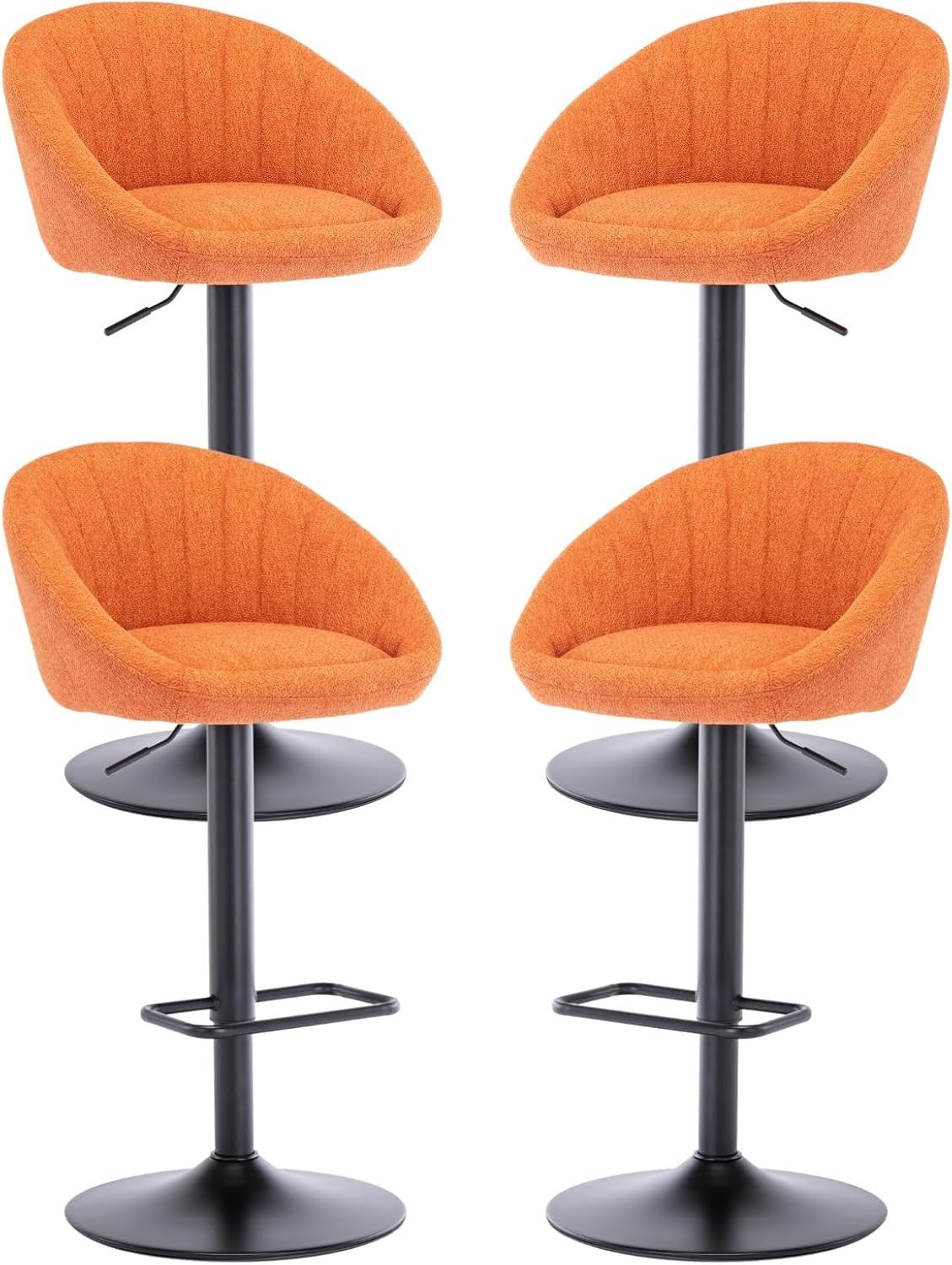 Red L-Shaped Breakfast Bar Stools Set of 4 – Modern Quilted Fabric, Metal Base