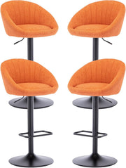 Red L-Shaped Breakfast Bar Stools Set of 4 – Modern Quilted Fabric, Metal Base