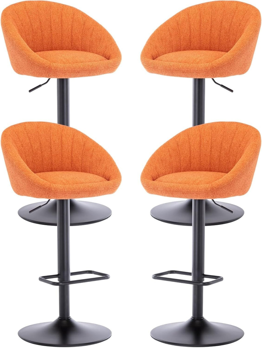 Red L-Shaped Breakfast Bar Stools Set of 4 – Modern Quilted Fabric, Metal Base