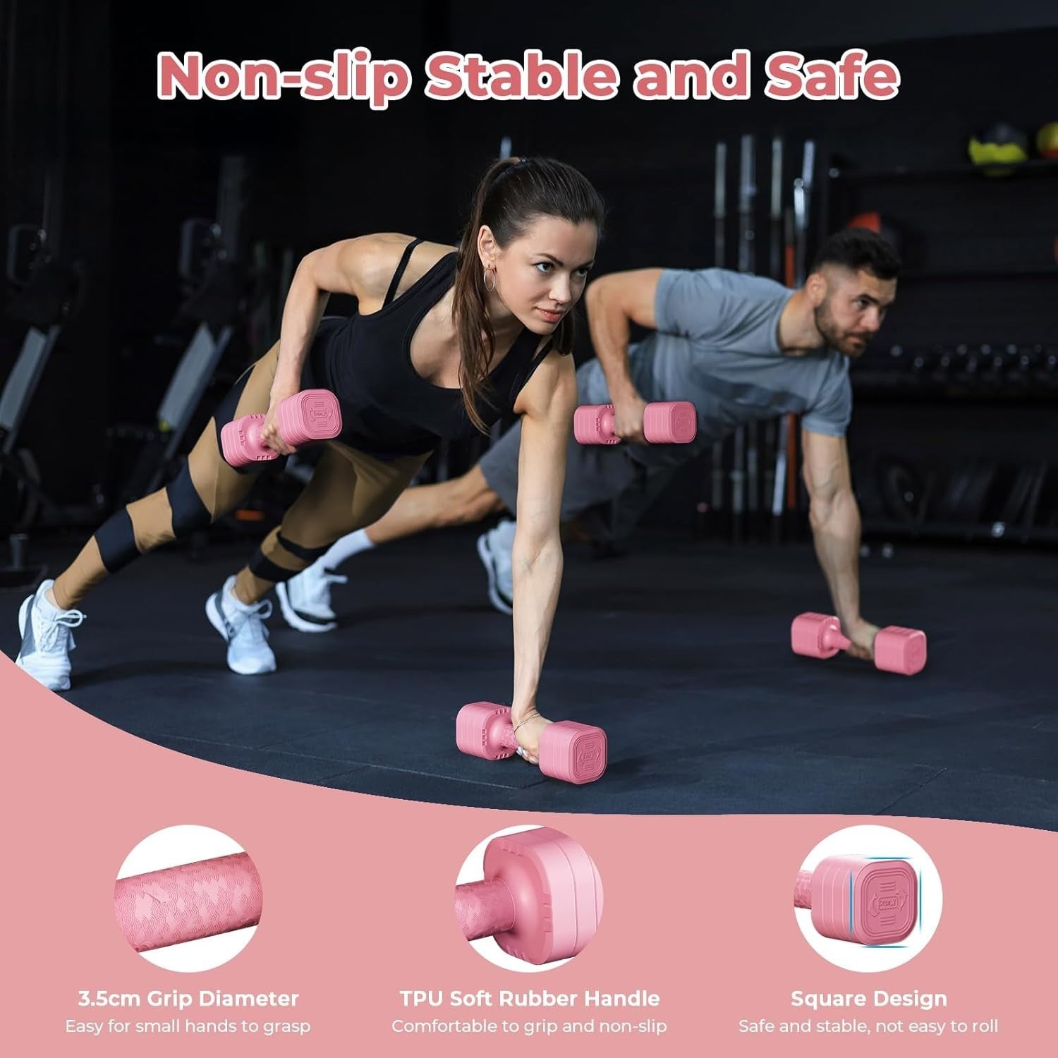 Adjustable Dumbbells Pair 2.5KG 4-in-1 Non-Slip Compact Home Gym