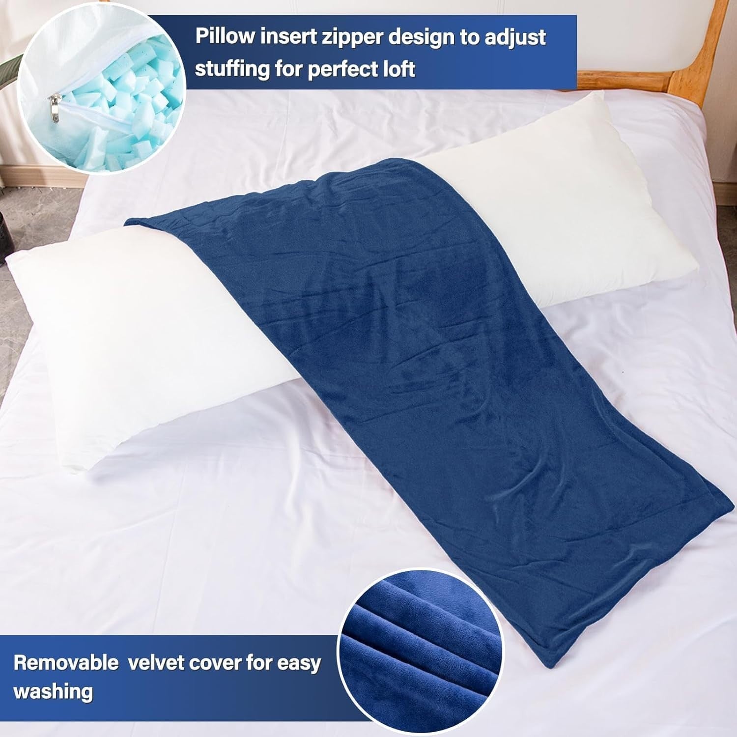Luxury Full Body Pillow Memory Foam Long Bolster Side Sleeper 152x50cm