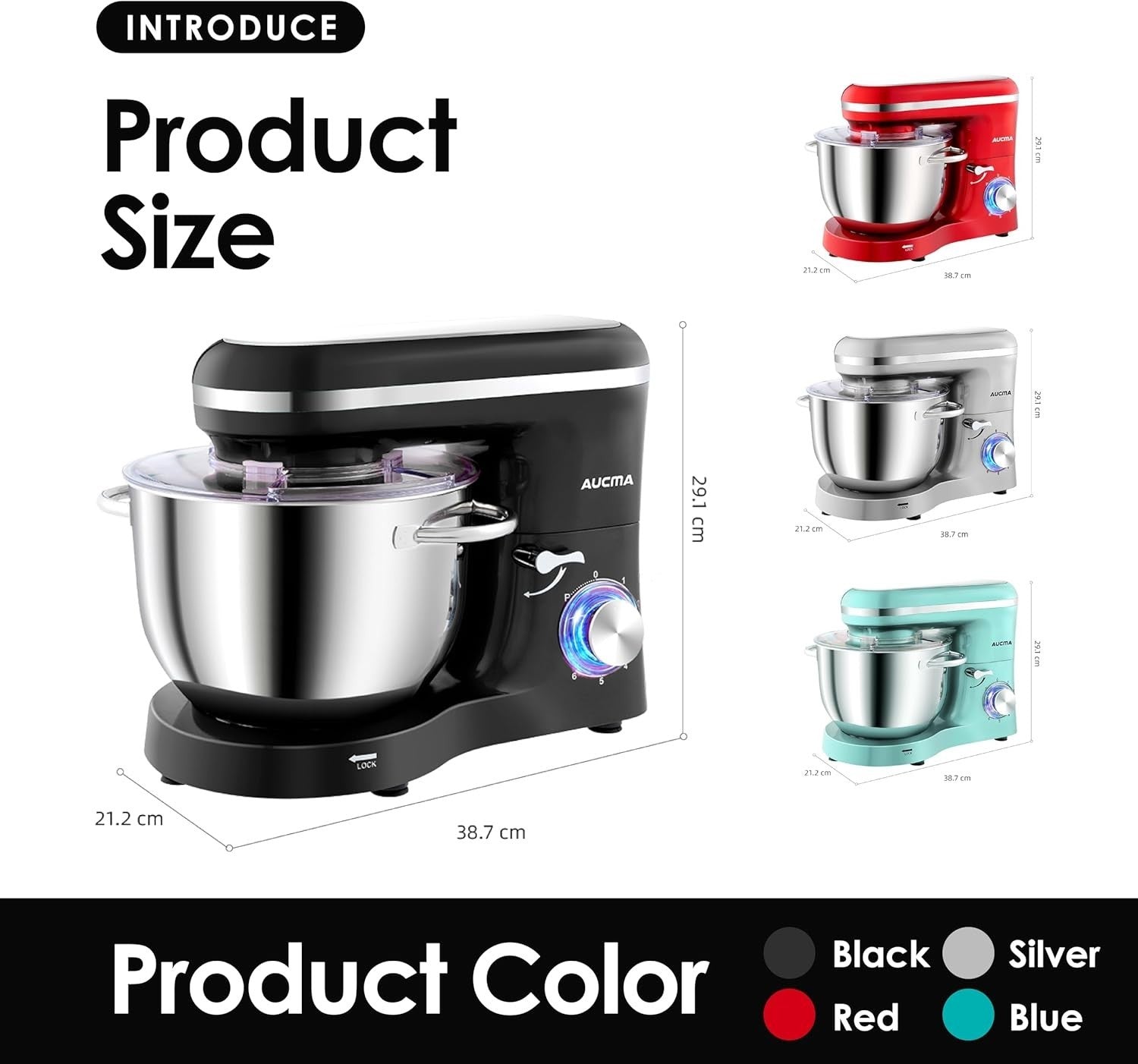 6.2L Stand Mixer 1400W Electric Dough Whisk Beater Bowl Tilt-Head Bake
