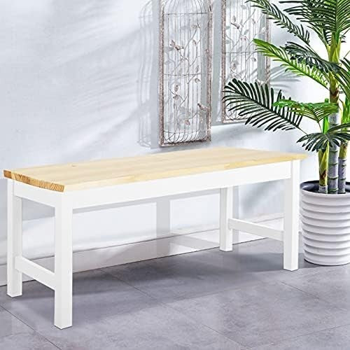 Natural Solid Pine Wooden Bench 2-Seater Sturdy Indoor Dining Seat