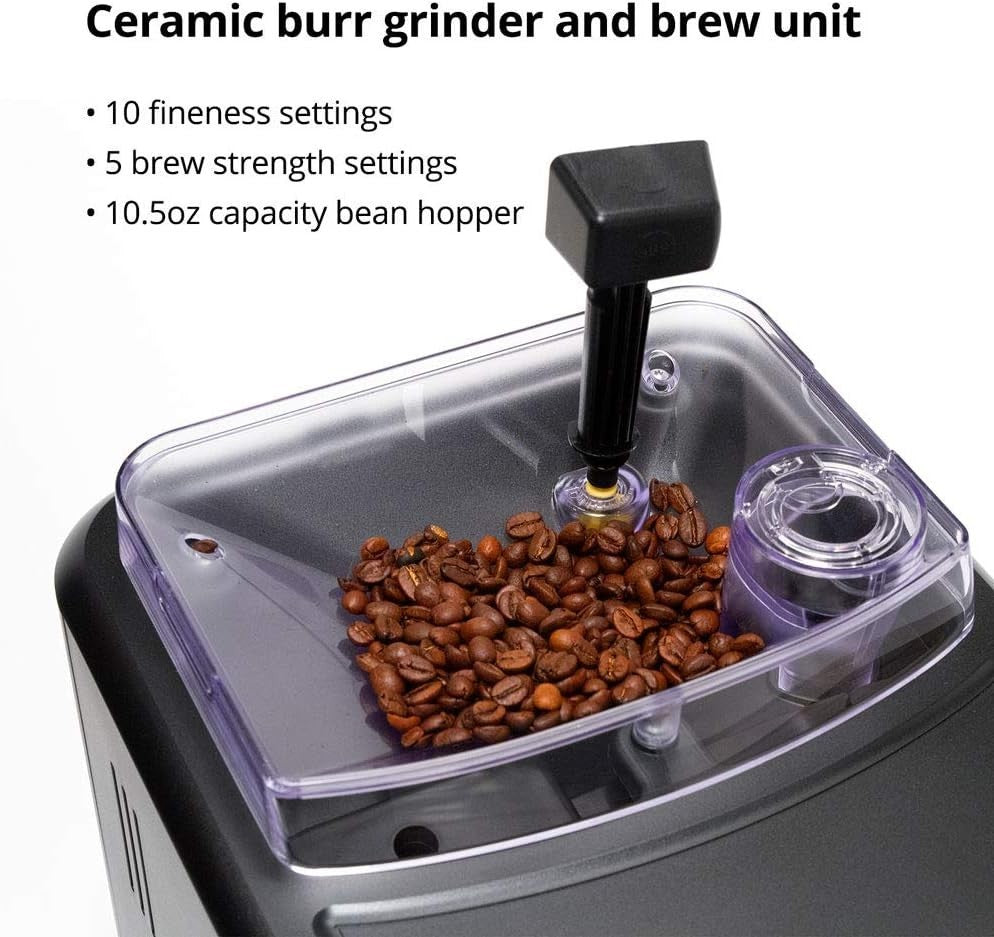 Automatic Bean-to-Cup Coffee Machine 1400W Steam Wand Front Tank Black